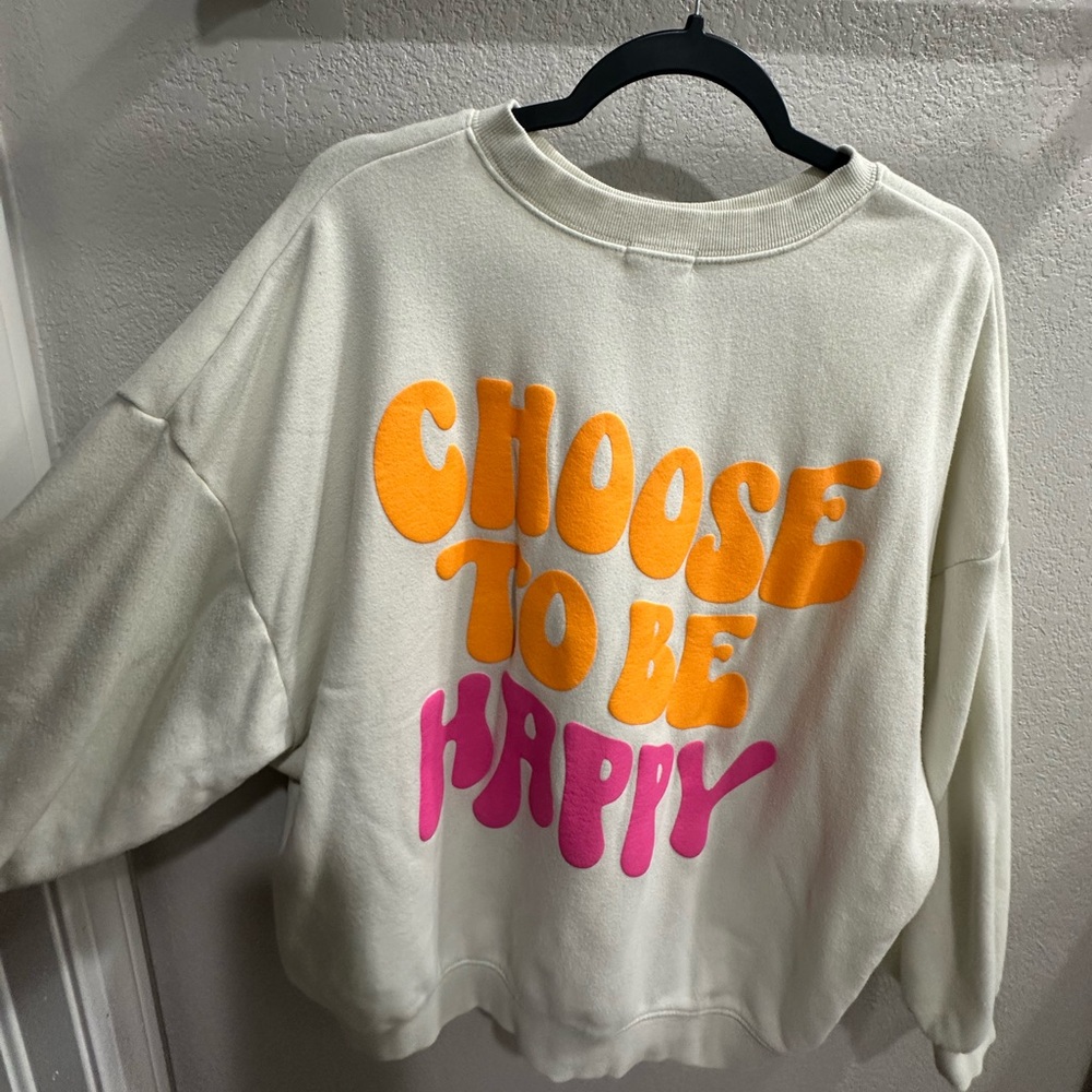 Oversized Cream Sweatshirt with Colorful Text